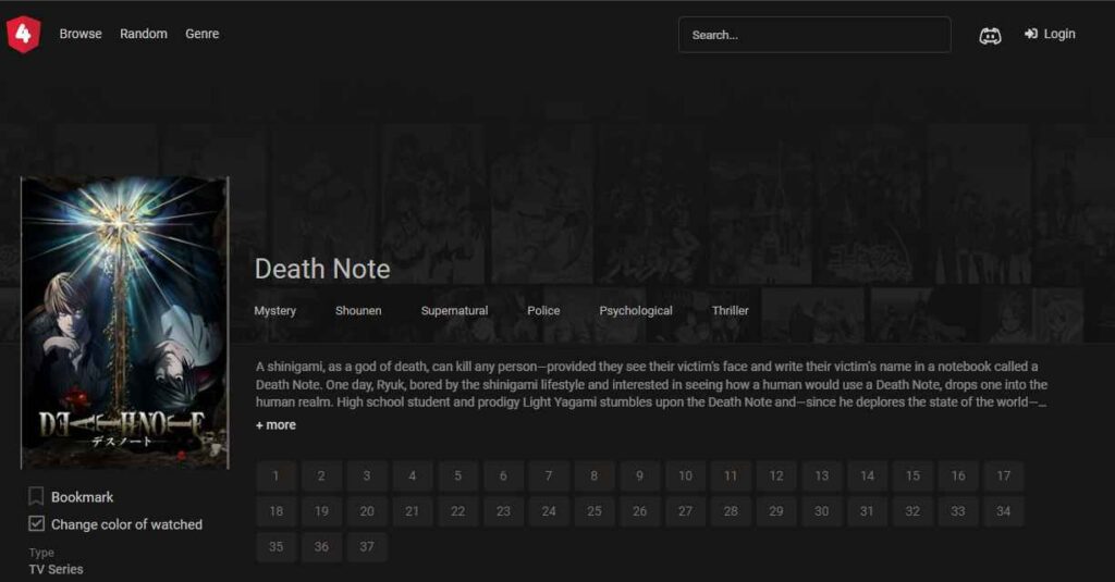 10 Places to Watch Death Note Anime Online : 4anime.gg