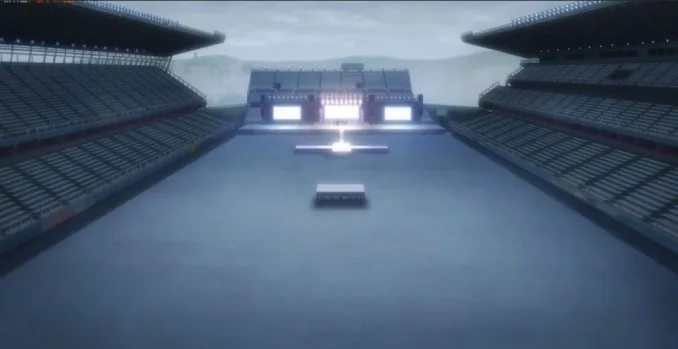 Ekimae Real Estate Stadium in the anime