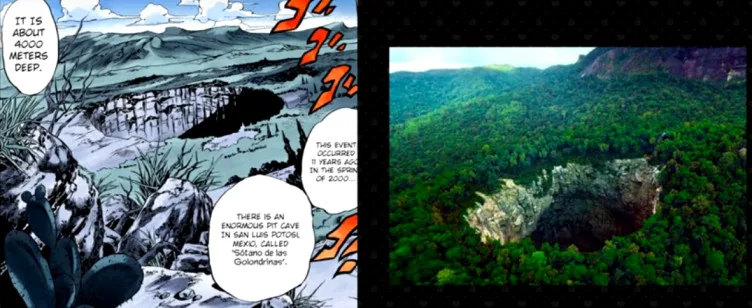 Sotano de las Golondrinas, Real Life Locations of Jojo's Bizarre Adventure