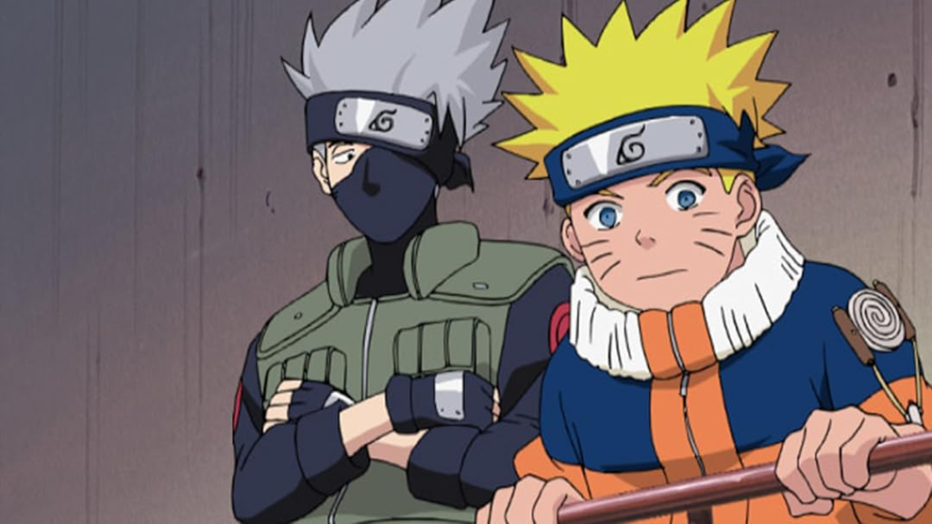 Naruto and Kakashi watching a battle