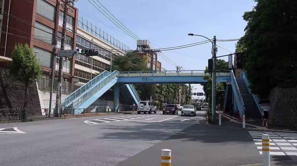 Pedestrian bridge near the Meguro Ward General Office intersection