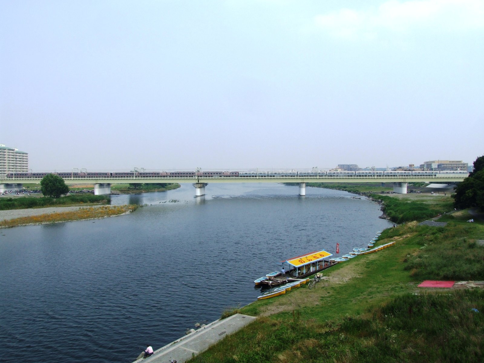 Tama River and Odakyu railway bridge in Tokyo